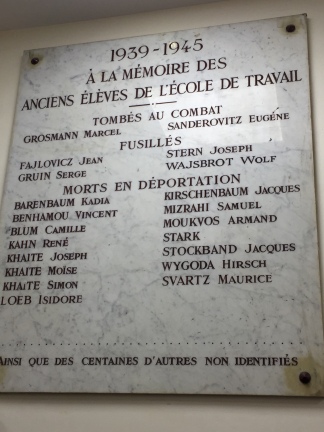 Plaque inside the trade show on Rue de Roisiers, Paris. Uncle Jean recognised some of the names.